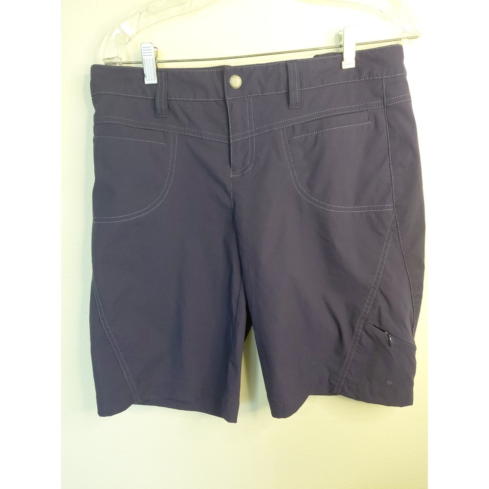 Athleta Blue 95% Nylon/5% Spandex Zip Pocket Bermuda Shorts Size 10